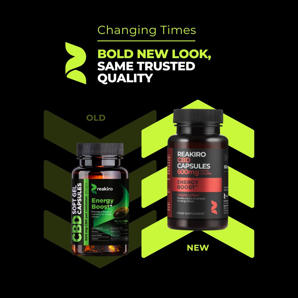 Reakiro Energy Support Capsules 600mg old  new label