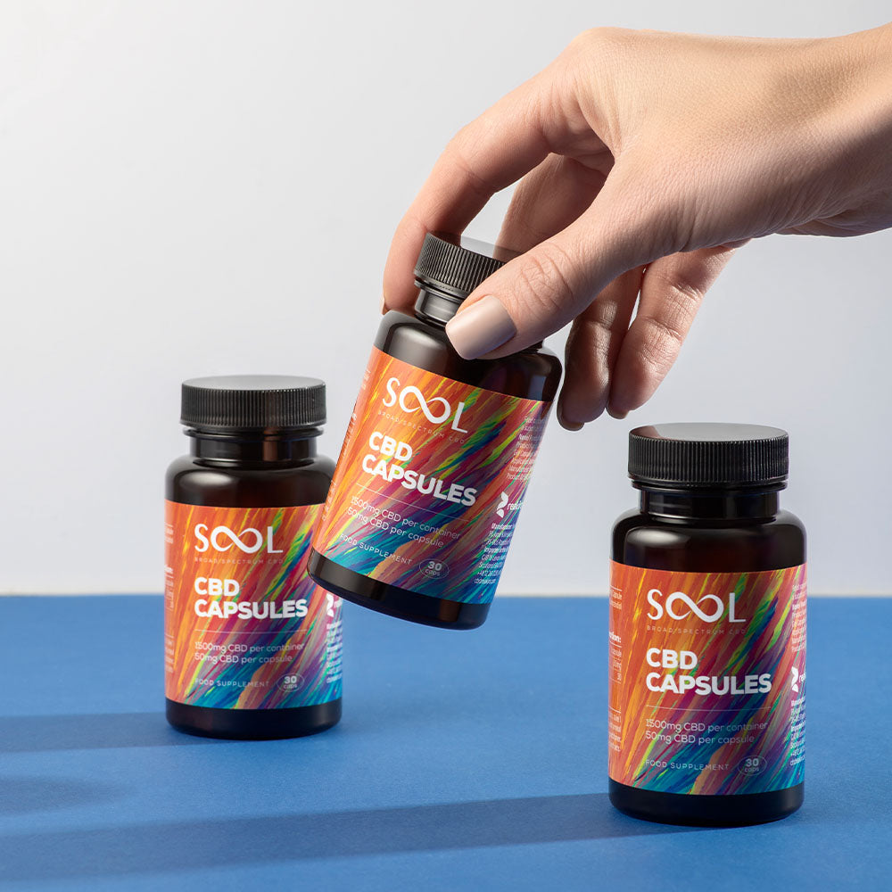 SOOL Broad spectrum CBD Capsules 1500mg in use UK