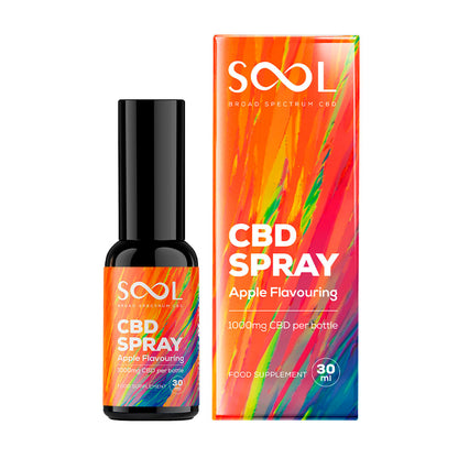 Sool Broad Spectrum CBD Oil spray Apple 1000mg bottle+box