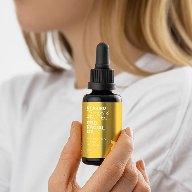 Reakiro Renew Protect Cbd  Facial Oil in use